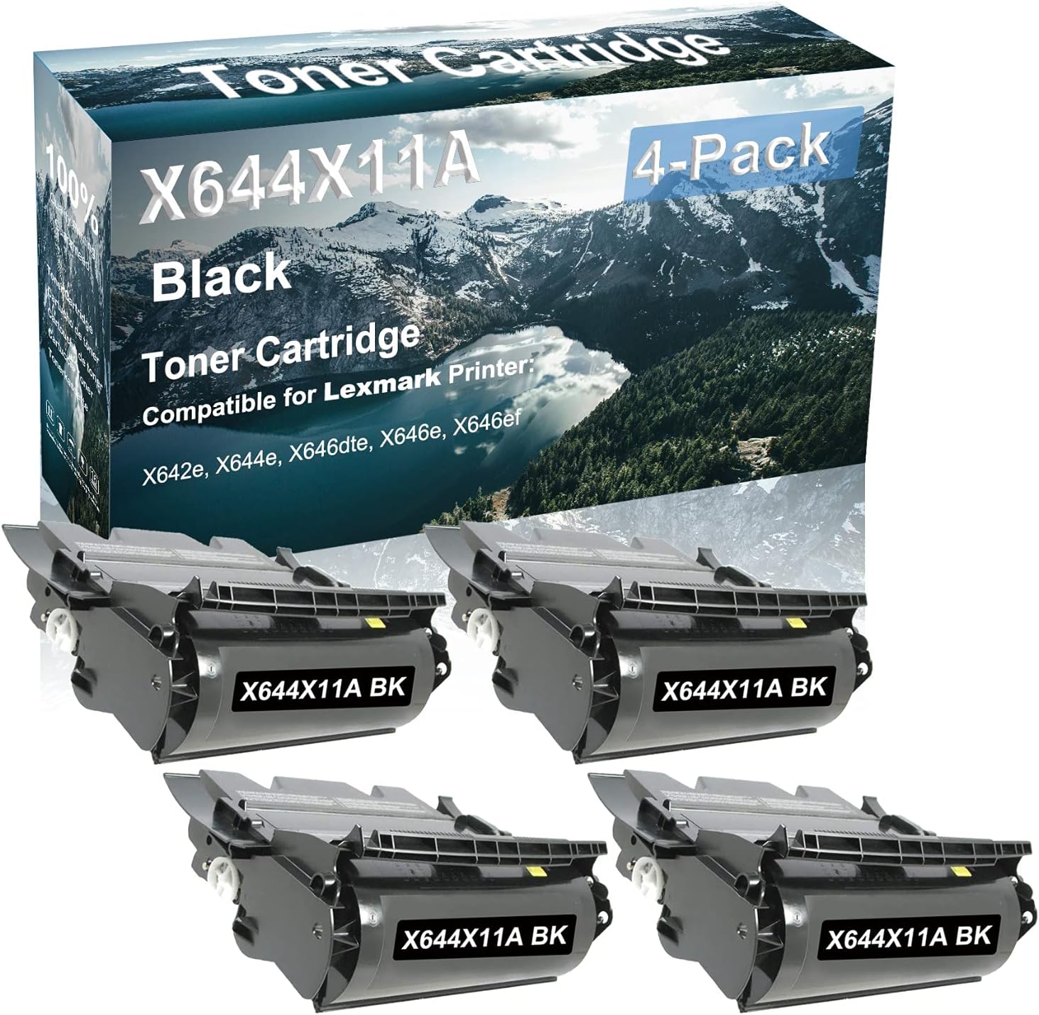Credibility Store 4-Pack Compatible High Yield X642e X644e X646dte X646e X646ef Laser Printer Toner Cartridge Replacement for X644X11A | X644X21A Printer Cartridge (Black)