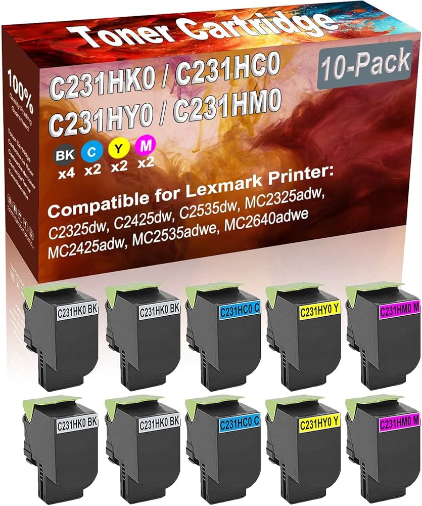 Credibility Store 10-Pack (4BK+2C+2Y+2M) Compatible High Yield C231HK0 C231HC0 C231HY0 C231HM0 Printer Toner Cartridge use for C2325dw C2425dw C2535dw MC2325adw Printers