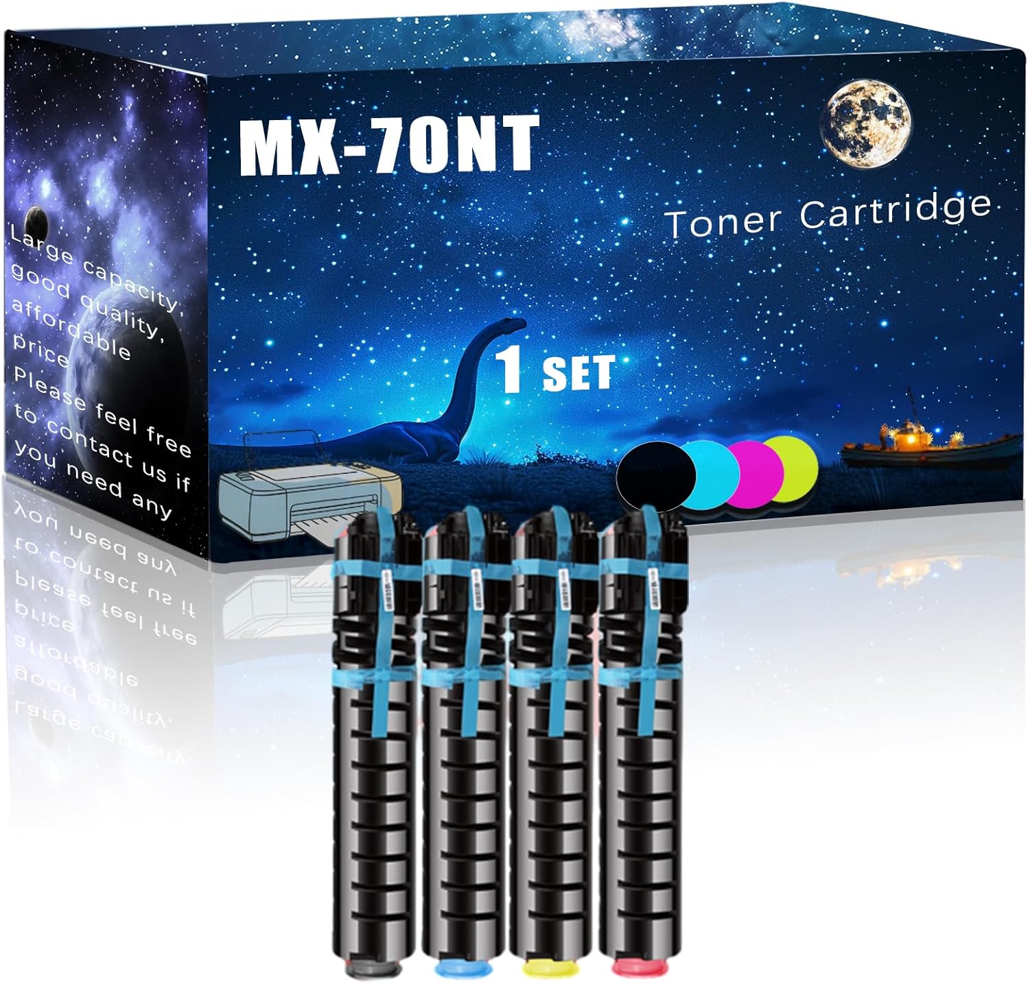 MUCQL MX-70NT Toner Cartridge Compatible for Sharp MX-5500N MX-6200N MX-7000N Printers,with Chip Large Printing Demands (Multicolor)