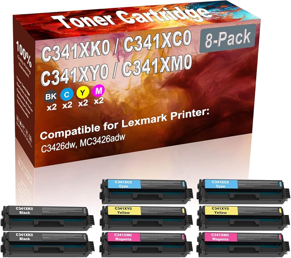 Credibility Store 8-Pack (2BK+2C+2Y+2M) Compatible C3426dw, MC3426adw Laser Printer Toner Cartridge (High Capacity) Replacement for C341XK0 C341XC0 C341XY0 C341XM0 Printer Toner Cartridge