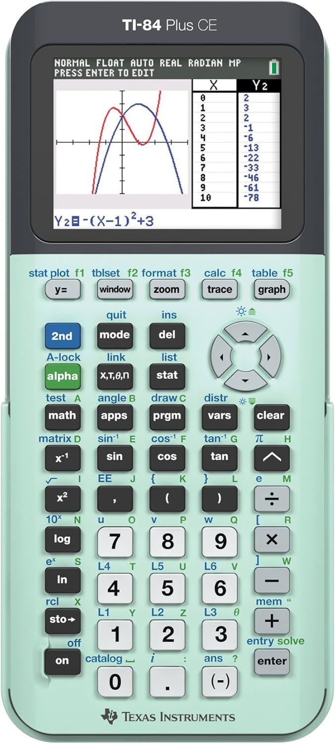 TI-84 Plus CE Color Graphing Calculator, Mint (Renewed)