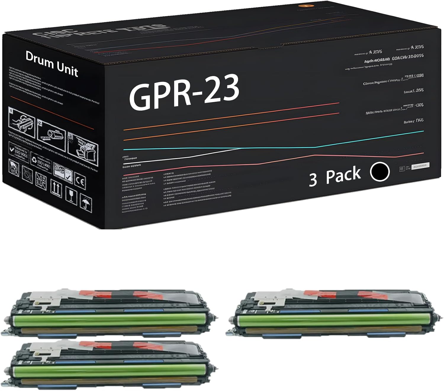 UVUMB Compatible with Canon GPR-23 Drum Unit Work for Canon imageRUNNER C3380 C3380i C3480 C3480i Printers, with Chip, High Yield 80000 Pages, High-Definition Printing (3 Pack Black)