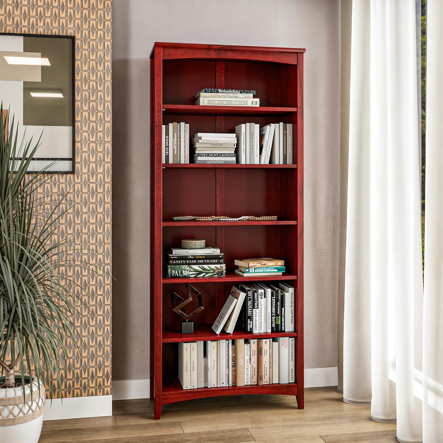 Camaflexi Shaker Style 6 Shelf Bookcase/Solid Wood / 72