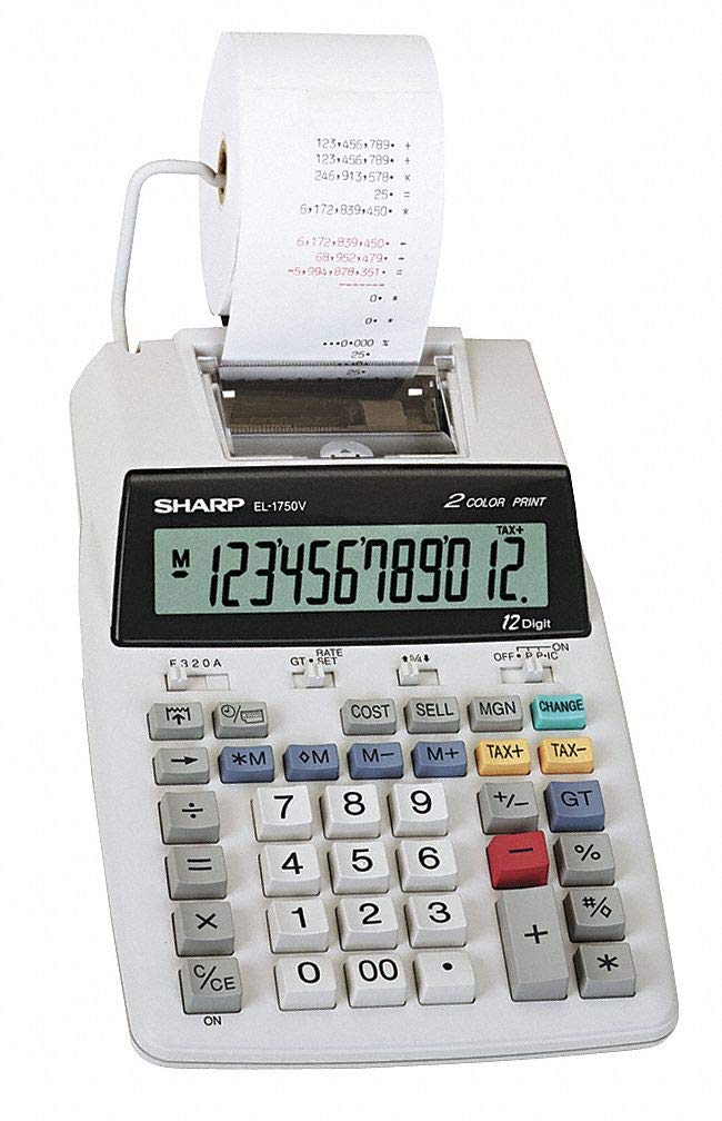Sharp Desktop Calculator, Printing, LCD, 12 Digit