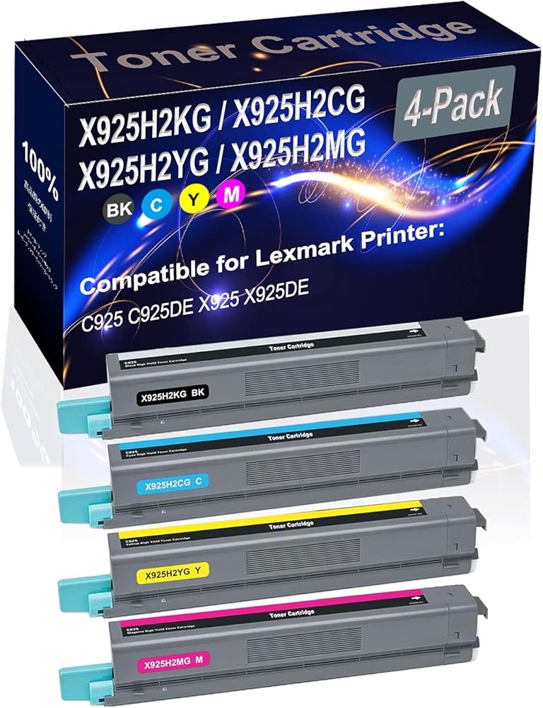 Kolasels 4-Pack (BK+C+Y+M) Compatible High Yield X925H2KG X925H2CG X925H2YG X925H2MG Printer Toner Cartridge use for C925 C925DE X925 X925DE Printers