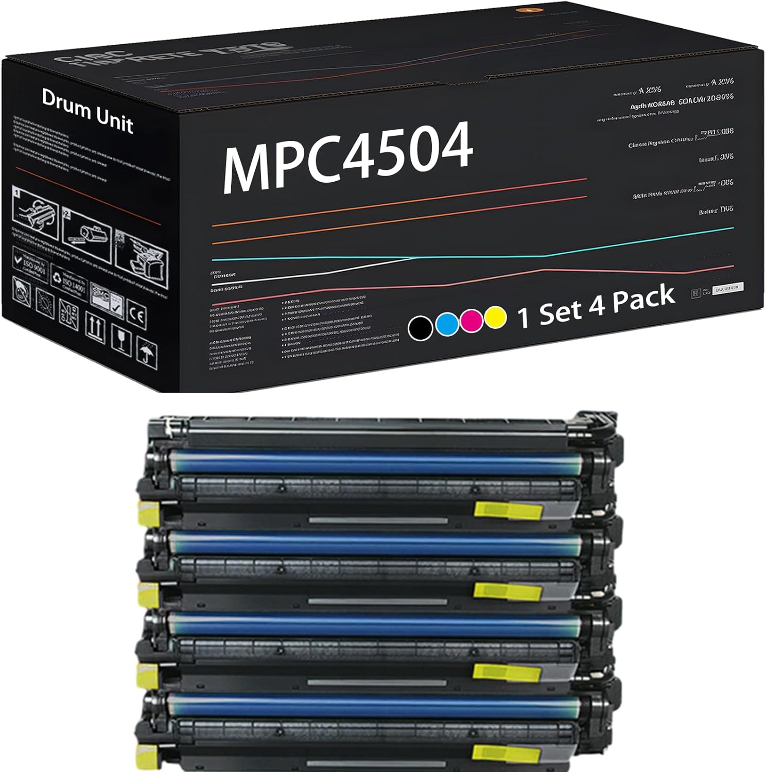 UVUMB MPC4504 Drum Unit Compatible for Ricoh MPC4504SP MPC5504SP MPC6004SP Printers, with Chip, High Yield 90000 Pages, High-Definition Printing (4-Pack BK/C/M/Y)