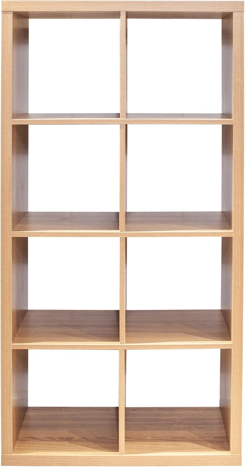 AMNOOL Bookshelf, Bookcase, 8 Cube Organizer with Open Back Shelf, 2 X 4 Cube Bookcase Bookshelf, Can be Vertical or Horizontal, Suitable for Home, Office, Modern Simple Design (Walnut)