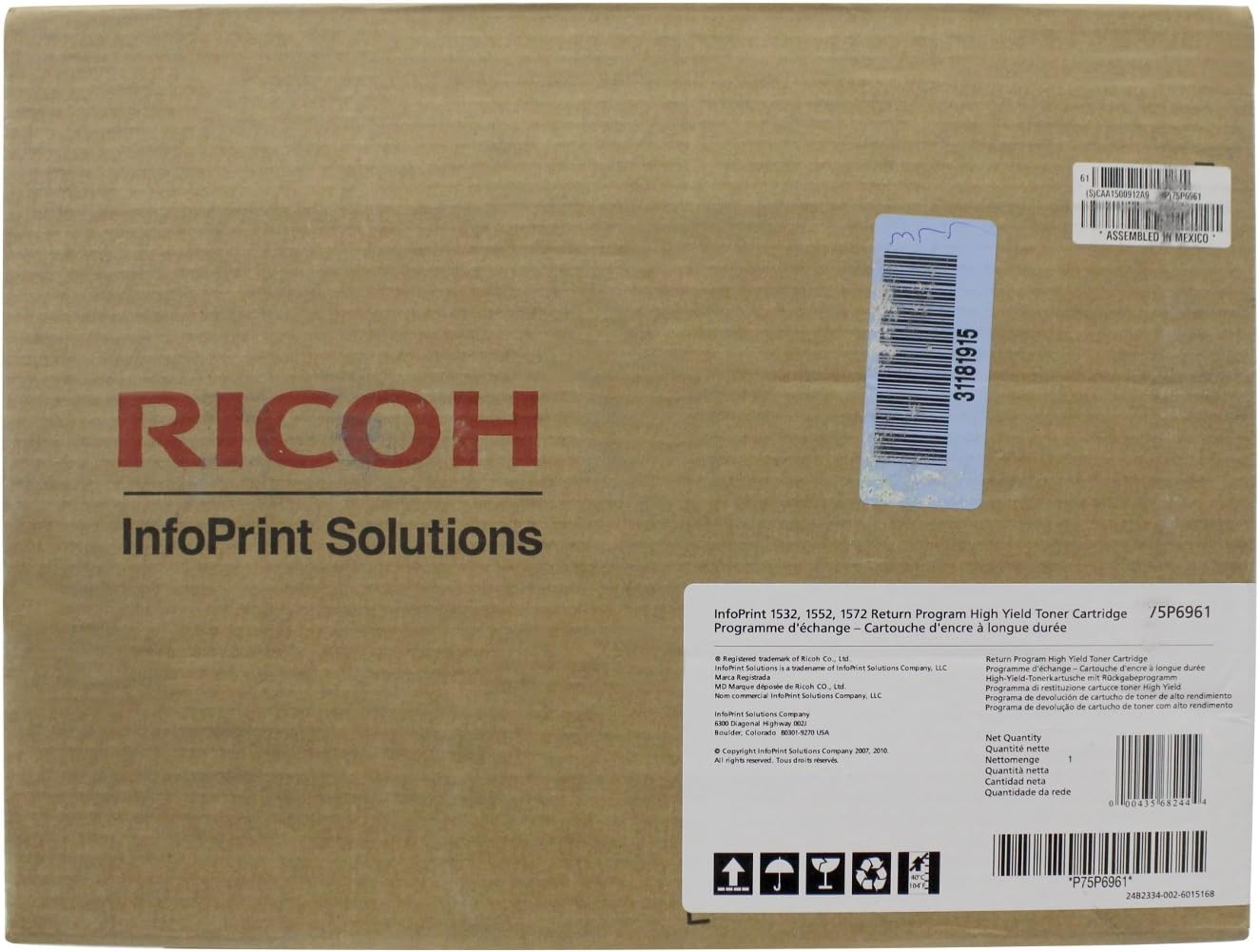 Ricoh 75P6961 High-Yield Toner, 21000 Page-Yield, Black