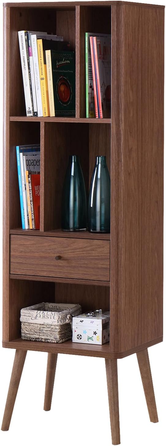 Baxton Furniture Studios Ellingham Mid-Century Retro Modern Cabinet Bookcase Organizer