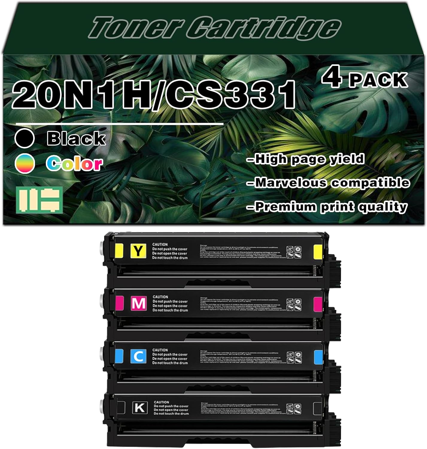 20N1H CS331 Toner Cartridges Compatible for Lexmark 20N1HK0 20N1HC0 20N1HY0 20N1HM0 Toner Cartridge Work for Lexmark CS331dw CX331adwe CS431dw CX431adw Printers,Combination Pack