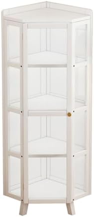 Flower Display Stand Multi-Layer with Round Buckets Plant Wheels Movable MetalCorner Bookshelf,Bookshelf Storage Display Rack,Freestanding Shelving Display Storage,Industrial Corner Bookcase