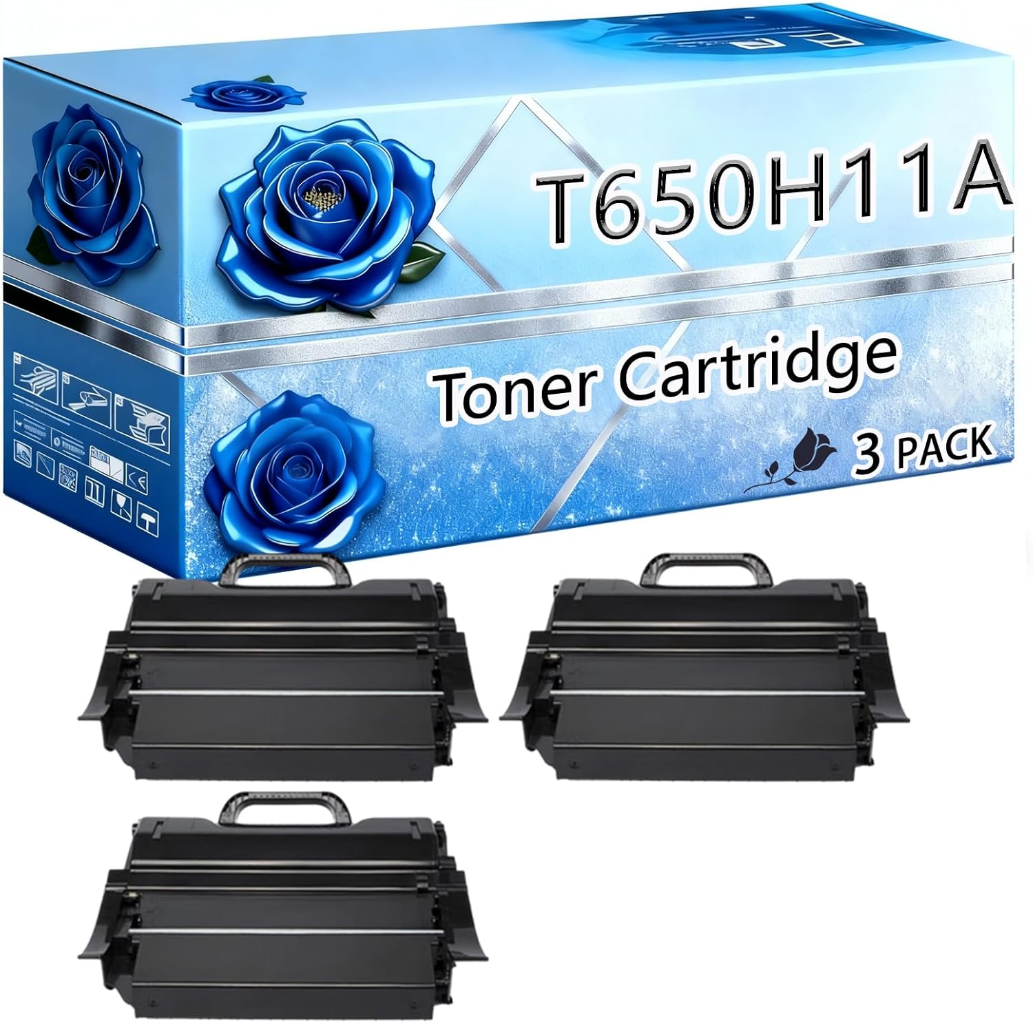 BIVOL Compatible Toner Cartridge Replacement for Lexmark T650H11A High Yield 35000 Pages T656dne T650N T652DN T652DTN Printers (3 Pack Black)