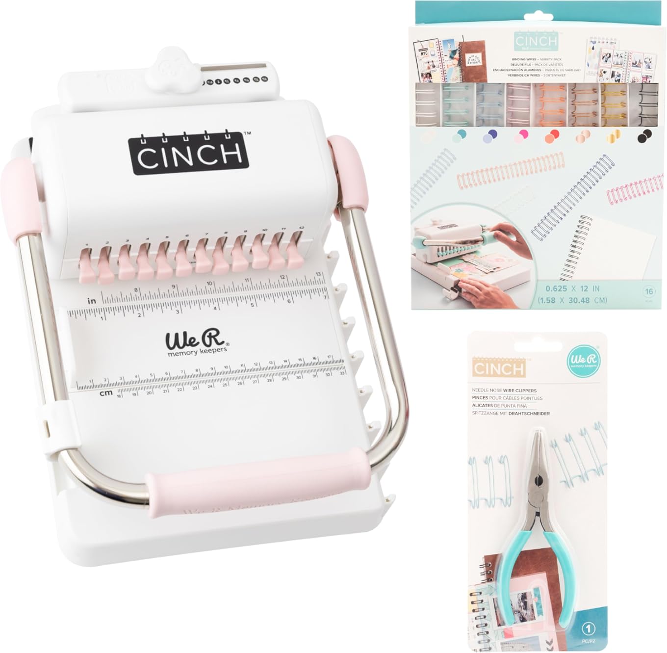 We R Memory Keepers, Cinch Book Binding Machine 2 Ultimate Bundle, Includes Cinch Machine, Needle Nose Wire Cutters, and 16 Piece Binding Wire