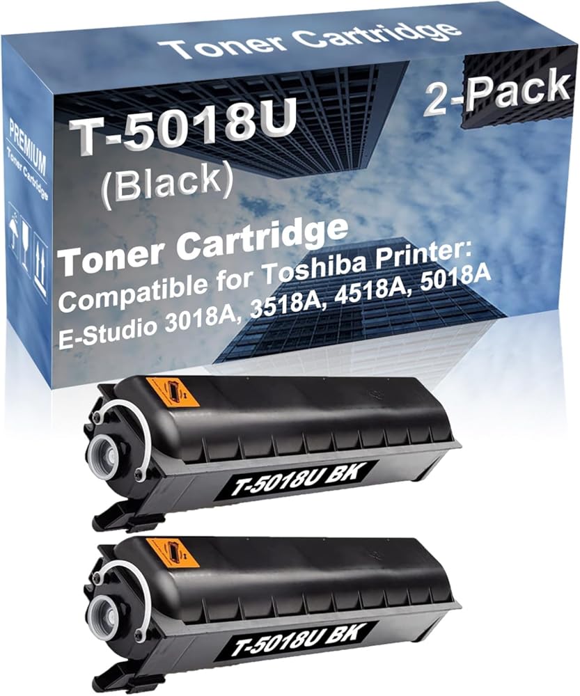 2-Pack Compatible High Capacity E-Studio 3018A, 3518A, 4518A, 5018A Printer Toner Cartridge Replacement for Toshiba T-5018U Printer Cartridge (Black)