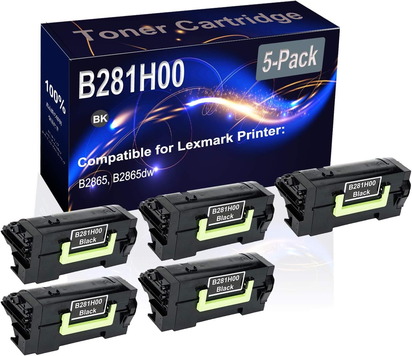 Kolasels 5-Pack (Black) Compatible B281H00 Printer Toner Cartridge (High Capacity) fit for B2865 B2865dw Printer