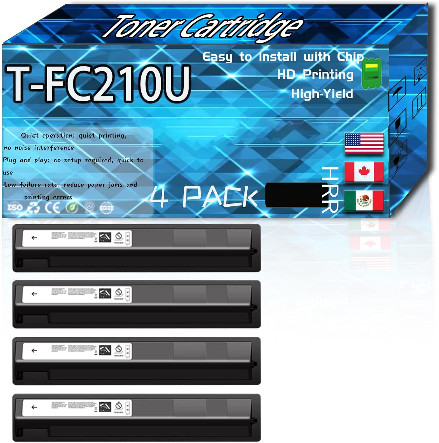CEECN Compatible for Toshiba T-FC210U Replacement Toner Cartridge Used with E-Studio 2010AC 2510AC Printers, High Production Multiple Options (4 Pack Black)