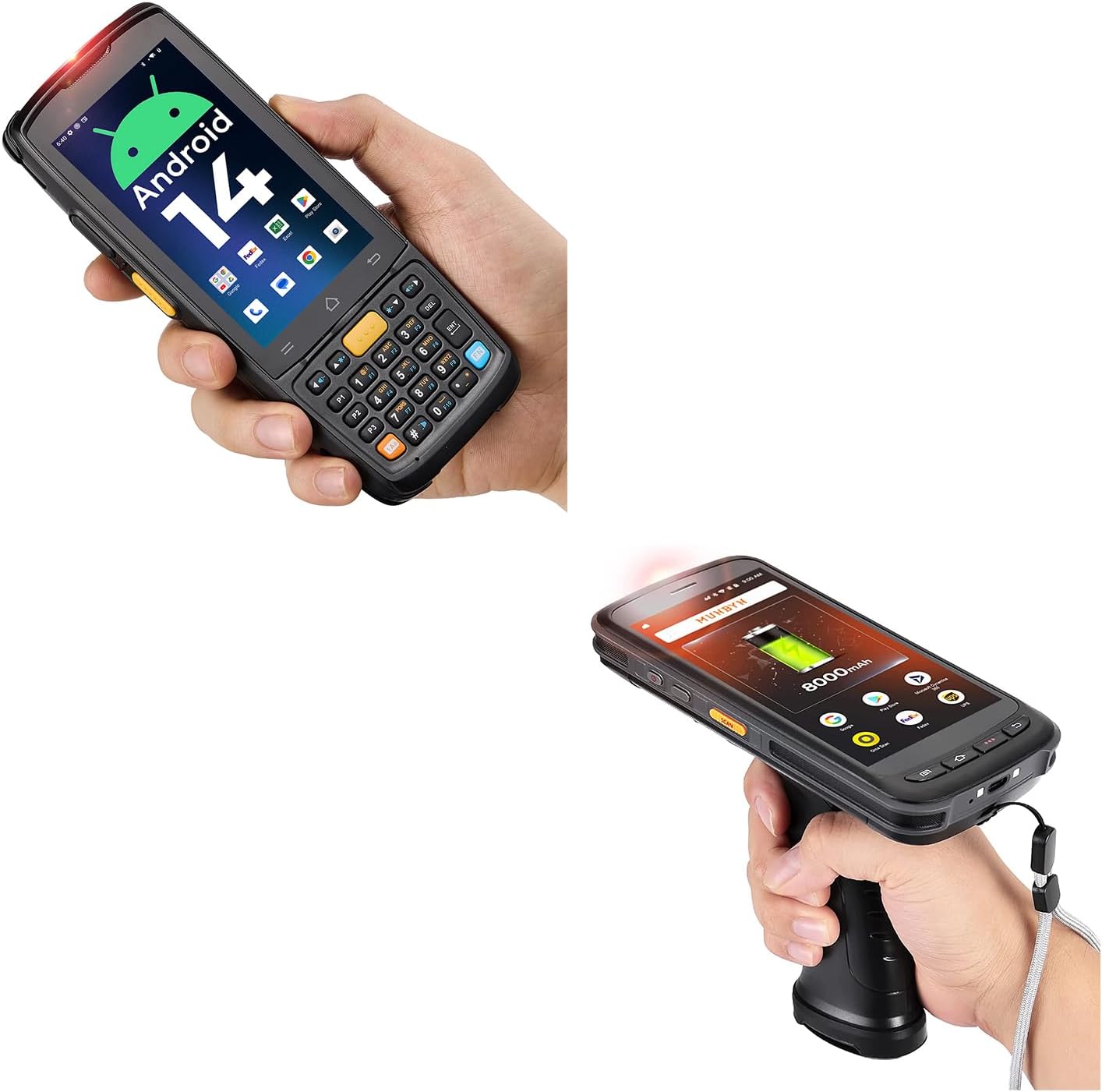 MUNBYN Android 14 Barcode Scanner, 4GB+64GB PDA Handheld, Equipped with Honeywell HS7,and Android 13 Barcode Scanner Handheld Mobile Computer 1D/2D QR, US Repair Center, 2 Years No-Charge Repairs