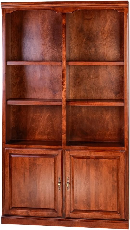 FOREST DESIGNS Traditional Alder Bookcase: 48W x 84H x 13D w/ 30H Lower Doors 84H Chestnut Oak