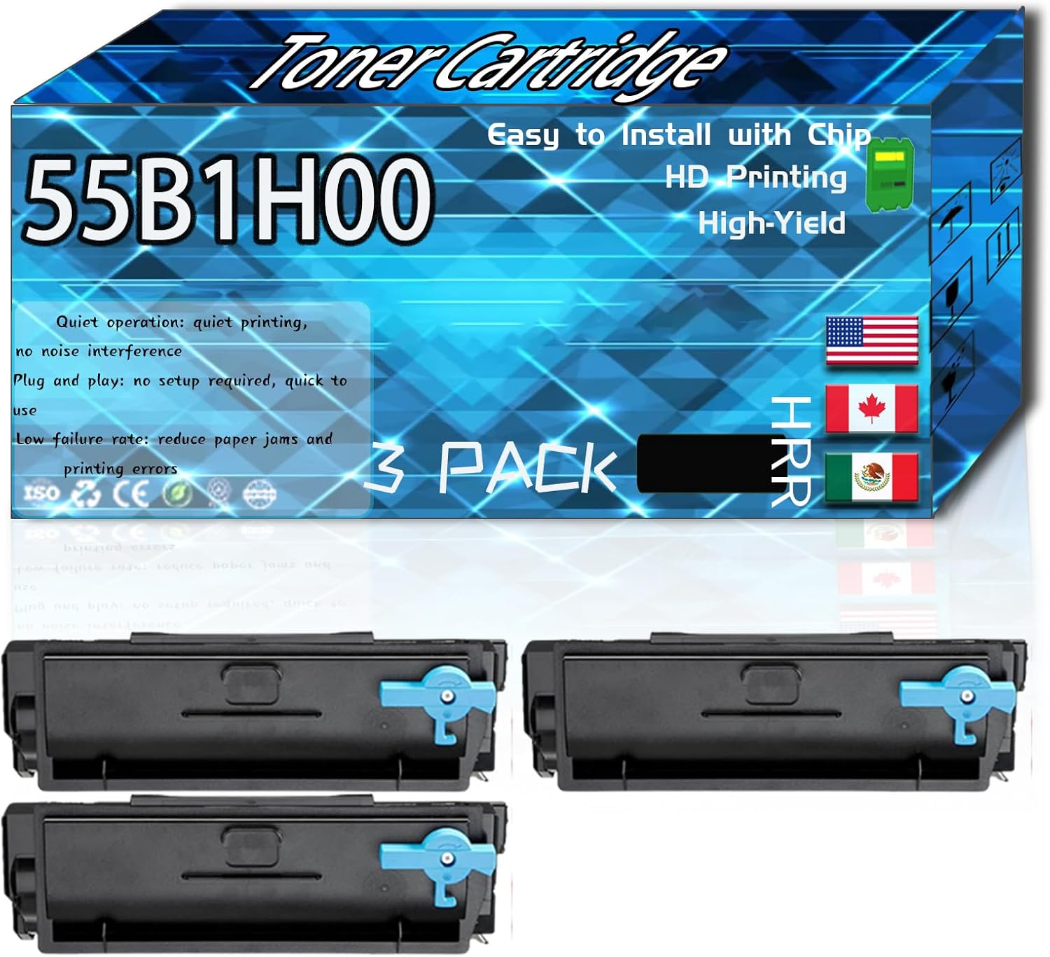 Compatible for Lexmark 55B1H00 Replacement Toner Cartridge Used with MS331dn MS431dn MX331adn MX431adn Printers, High Production Multiple Options (3 Pack Black)