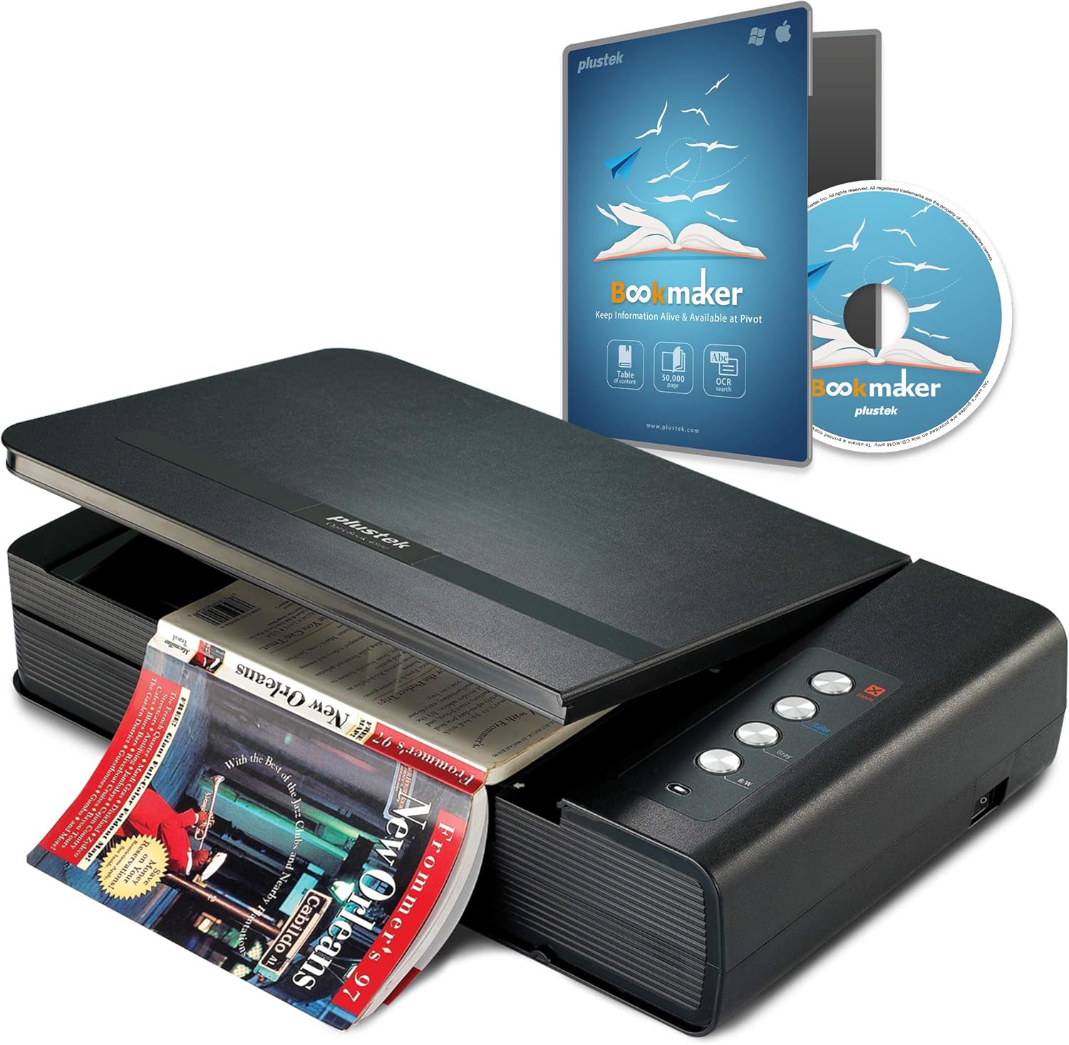 Plustek OpticBook 4900 Scanner with Bookmaker - Simplify scanning and Make Your Paper/Document Digitized & Organized with Software to Archive, Look up and Share Files.
