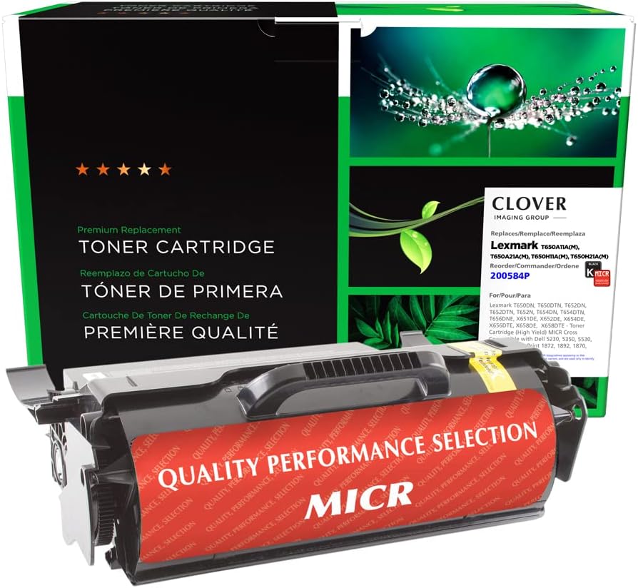 Clover Remanufactured MICR Toner Cartridge Replacement for Lexmark T650/T652/T654/T656 | Black | High Yield