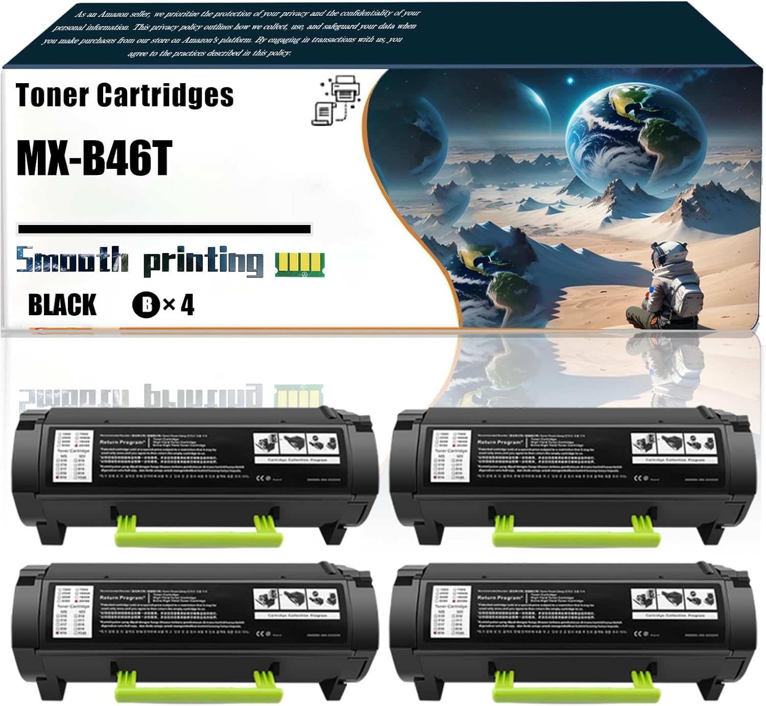 LSSF Replacement Parts Toner Cartridges MX-B46T Compatible with Sharp MX-B467F MX-B467P Printers, Contains Chip and Clear Printing (4 Pack Black)