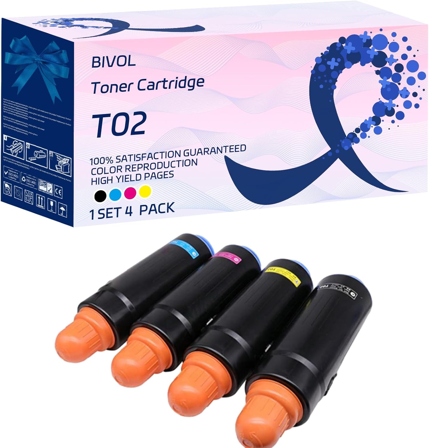 T02 Toner Cartridge Compatible for Canon imagePRESS C10000VP C10010VP C8000VP C9010VP Printers, with Chip, High Yield 44000 Pages, Vivid Colors (Multicolor)