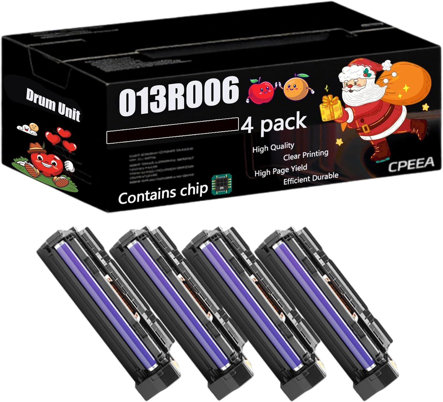 Compatible for Xerox 013R00669 Drum Unit Work for Xerox WorkCentre 5945 5955 Printers, with Chip, High Yield 157000 Pages, Clear Printing (4 Pack Black)