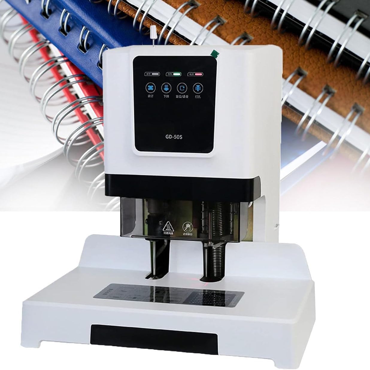 HYUIO Bill Hole Punch Machine, 500 Pages Electric Hot Melt Binding Machine, Automatic Nylon Tube Book Binding Machine for Bank, Office, School, 15s Fast Binding