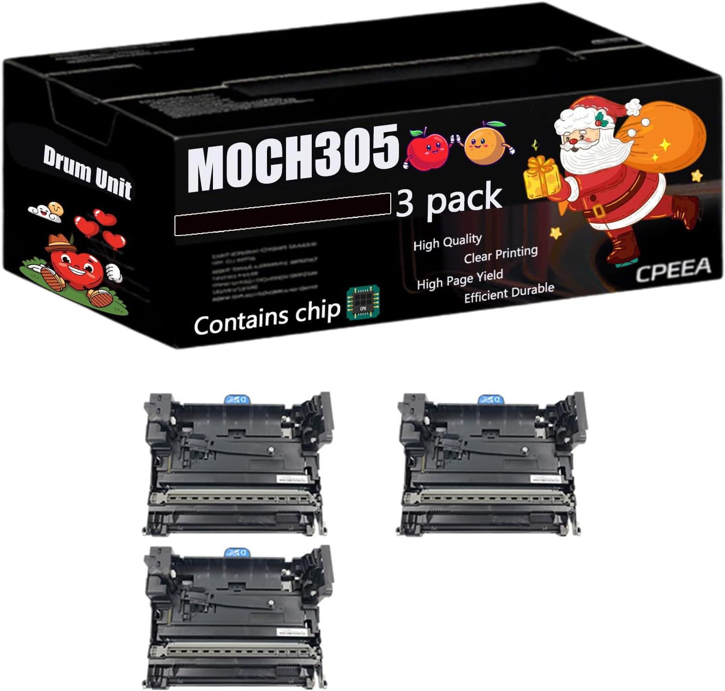Compatible for Ricoh M0CH3051 Drum Unit Work for Ricoh IM 550F IM 600SRF P 800 P 801 Printers, with Chip, High Yield 50000 Pages, Clear Printing (3 Pack Black)