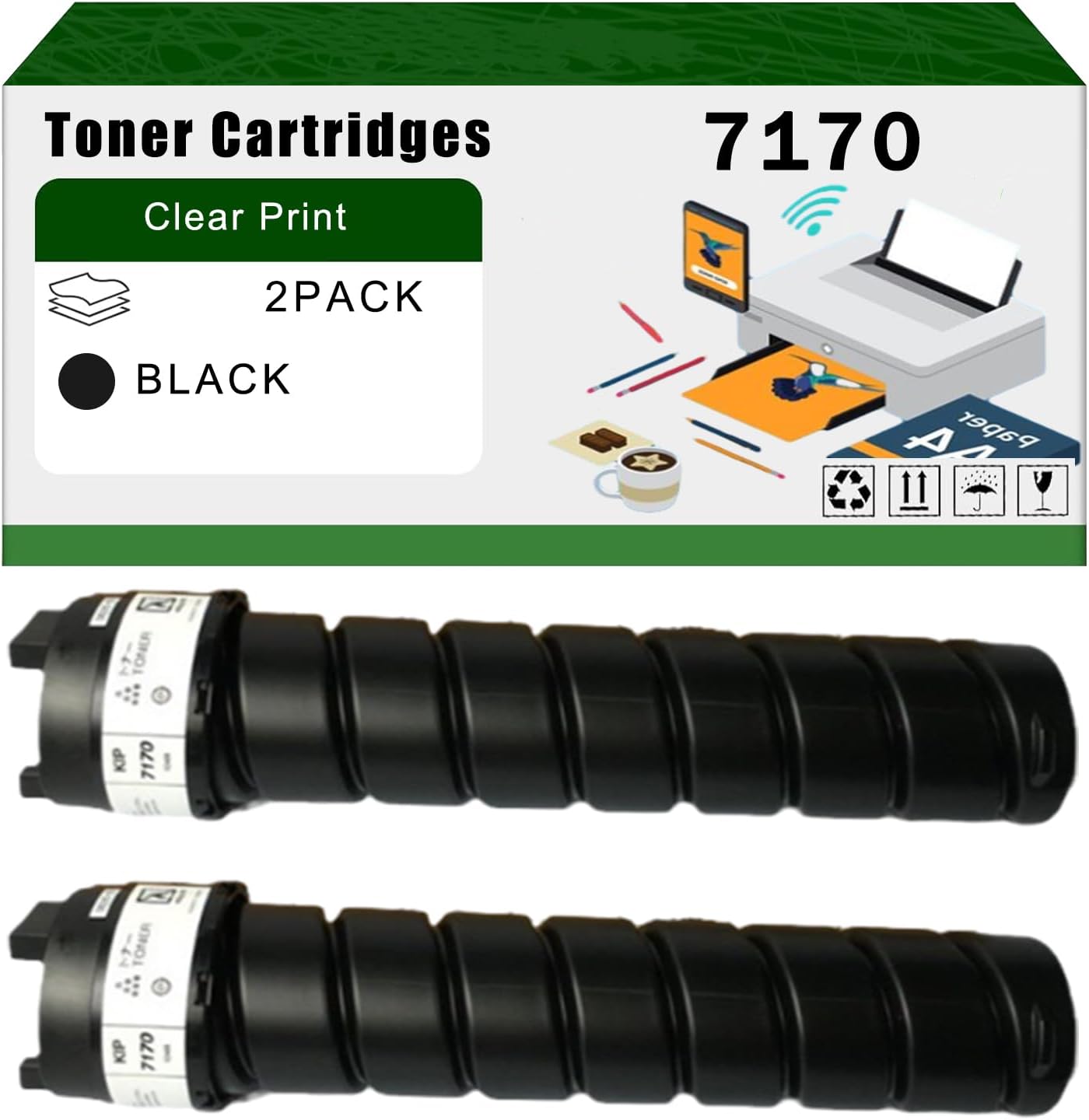 AGNNQ Compatible for KIP 7170 Toner Cartridges Z340970010 7170 Printers, High Yield 6000 Pages Bright Clear Colors (2-Pack Black)