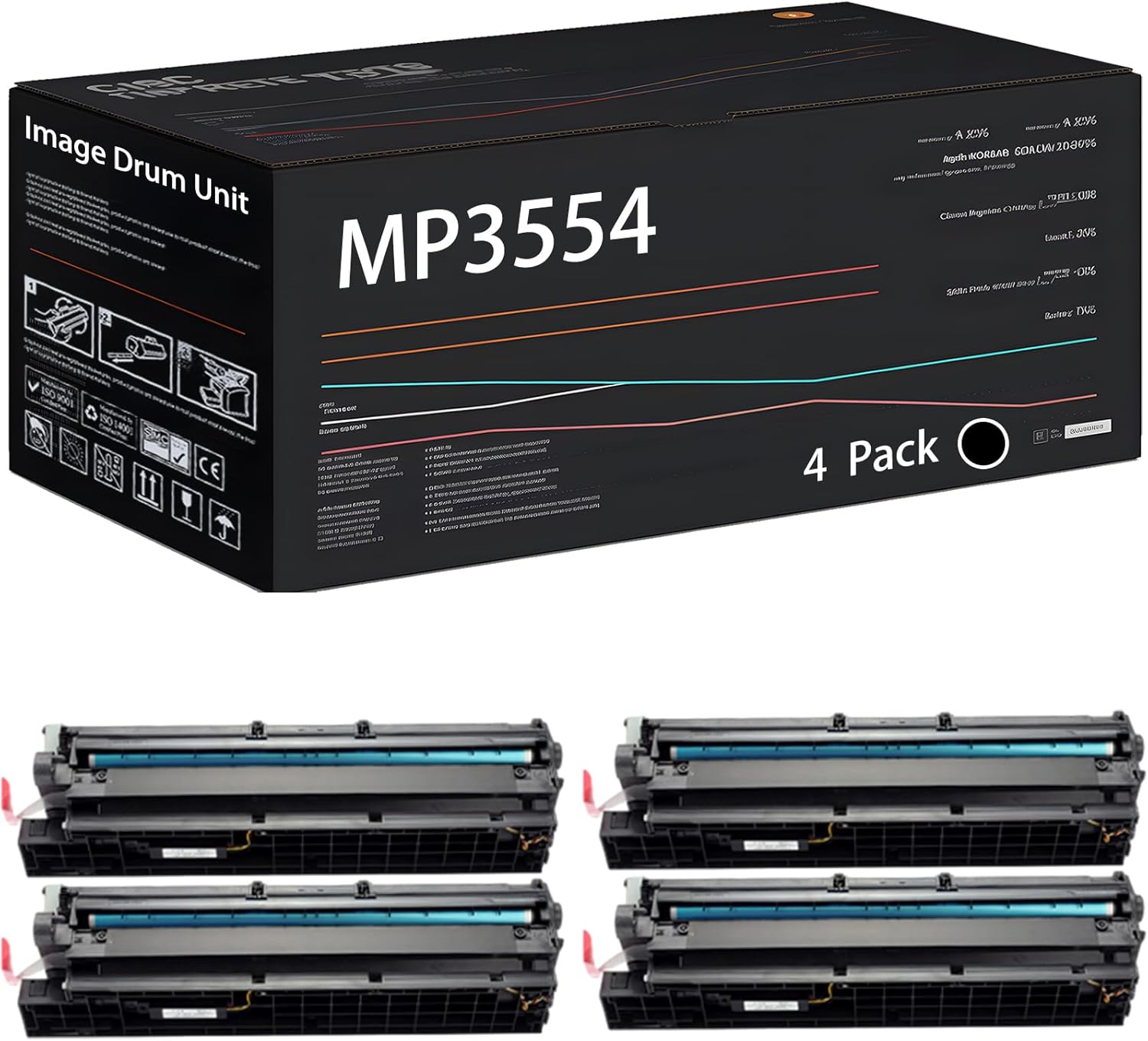 UVUMB Compatible with Ricoh MP3554 Image Drum Unit Work for Ricoh MP 4054SP MP 4055SP MP 5054SP MP 5055SP MP 6054SP MP Printers (4 Pack Black)