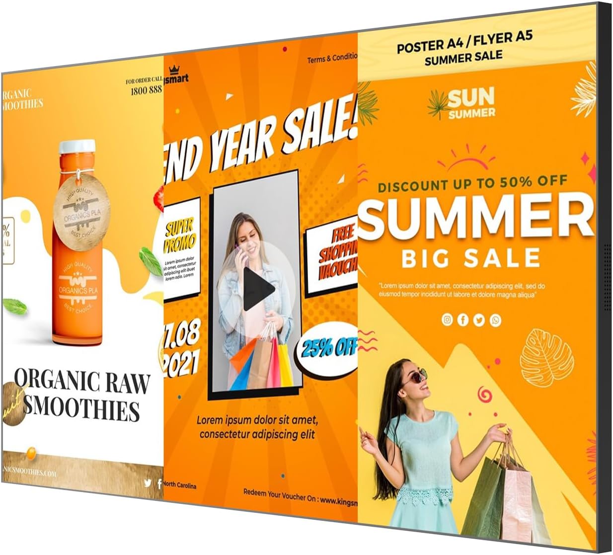 Canlarriz Digital Signage Display 85 inch Wall Mount Digital Menu Board for Restaurants and Stores Advertising Screen 500 nits Ultra-High Brightness 4K UHD Free Web Content Editor Android 4GB + 64GB