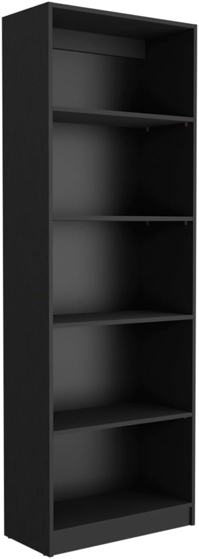 71 in. Five Tier Bookcase Black