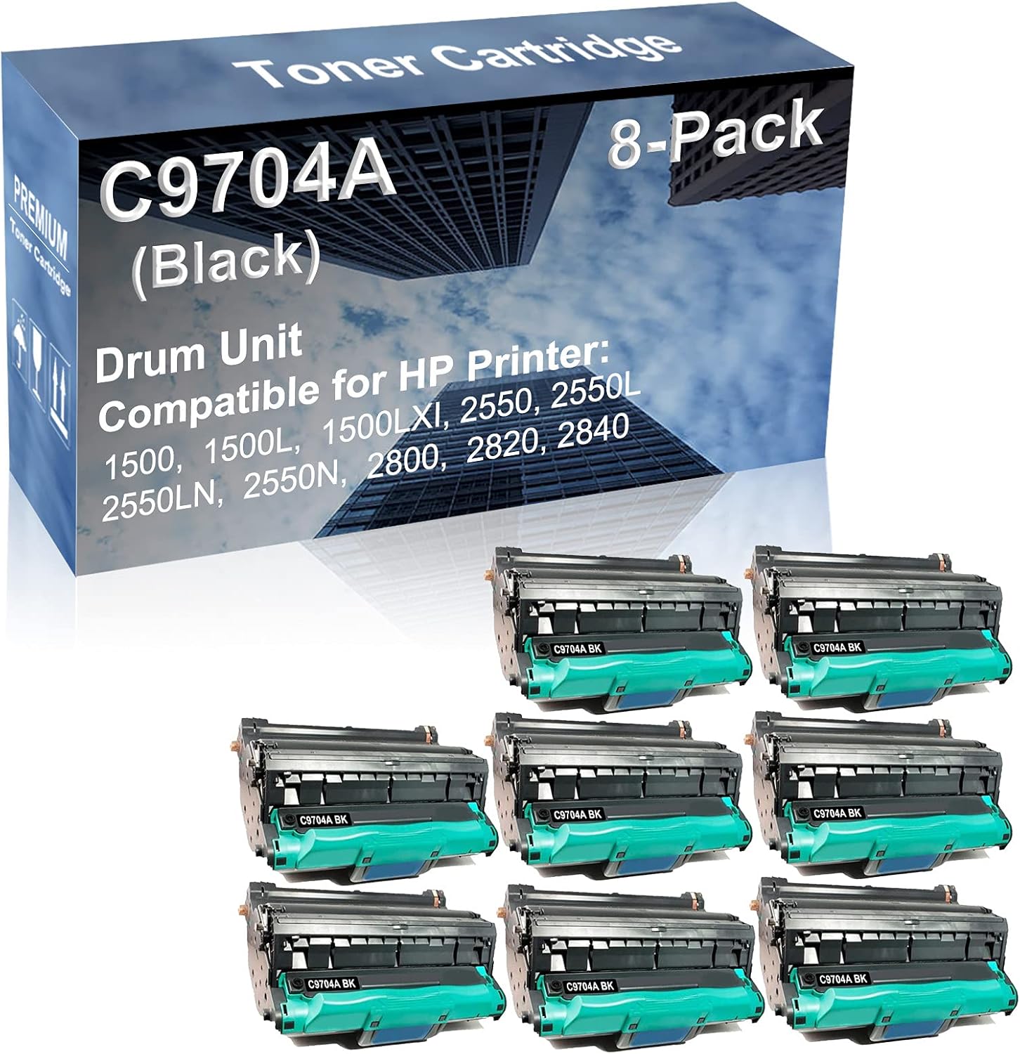 8-Pack Compatible C9704A Drum Kit use for 1500 1500L 1500LXI Printer (Black)