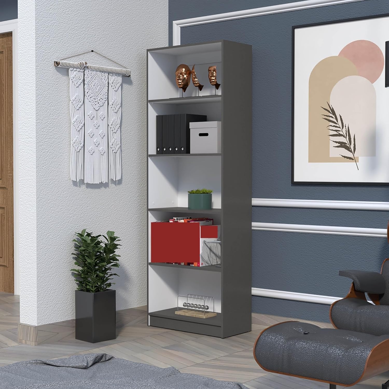 Modern Minimalist Bookcase with 4 Shelves, Storage Cabinet for Study Living Room,for Kitchen Home