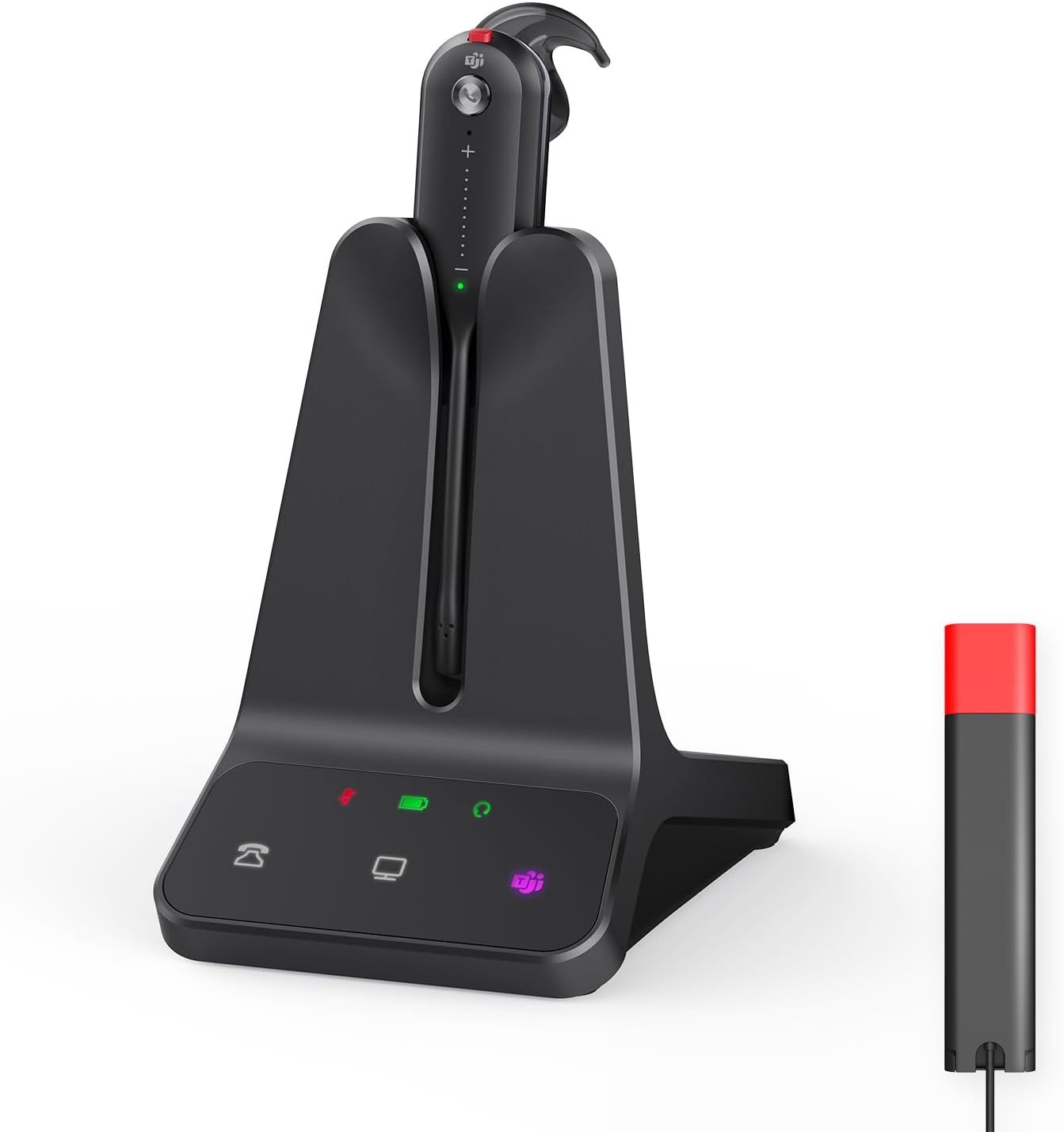 Yealink DECT Wireless Headset WH63 E2 & BLT60 Busy Light,Teams Certified,Single Ear(Mono) Office Headset for Desk Phone and Computer Softphone,Noise Cancelling Mic