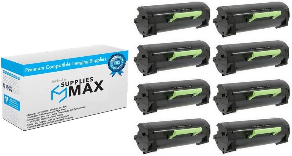 SuppliesMAX Compatible Replacement for Lexmark MX-310/MX-410/MX-510/MX-511/MX-610/MX-611 Series Toner Cartridge (8/PK-10000 Page Yield) (NO. 601H) (60F1H00_8PK)