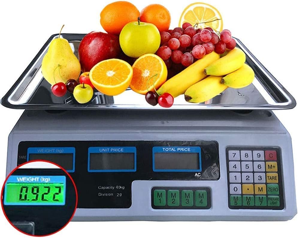 Electronic Scales for Kitchen 40kg Capacity Digital Electronic Price Computing Weighing Fruits Scale, Digital Price Weighing Postal Industrial Commercial Shop Platform Scale Weighs (Color : B) (B)