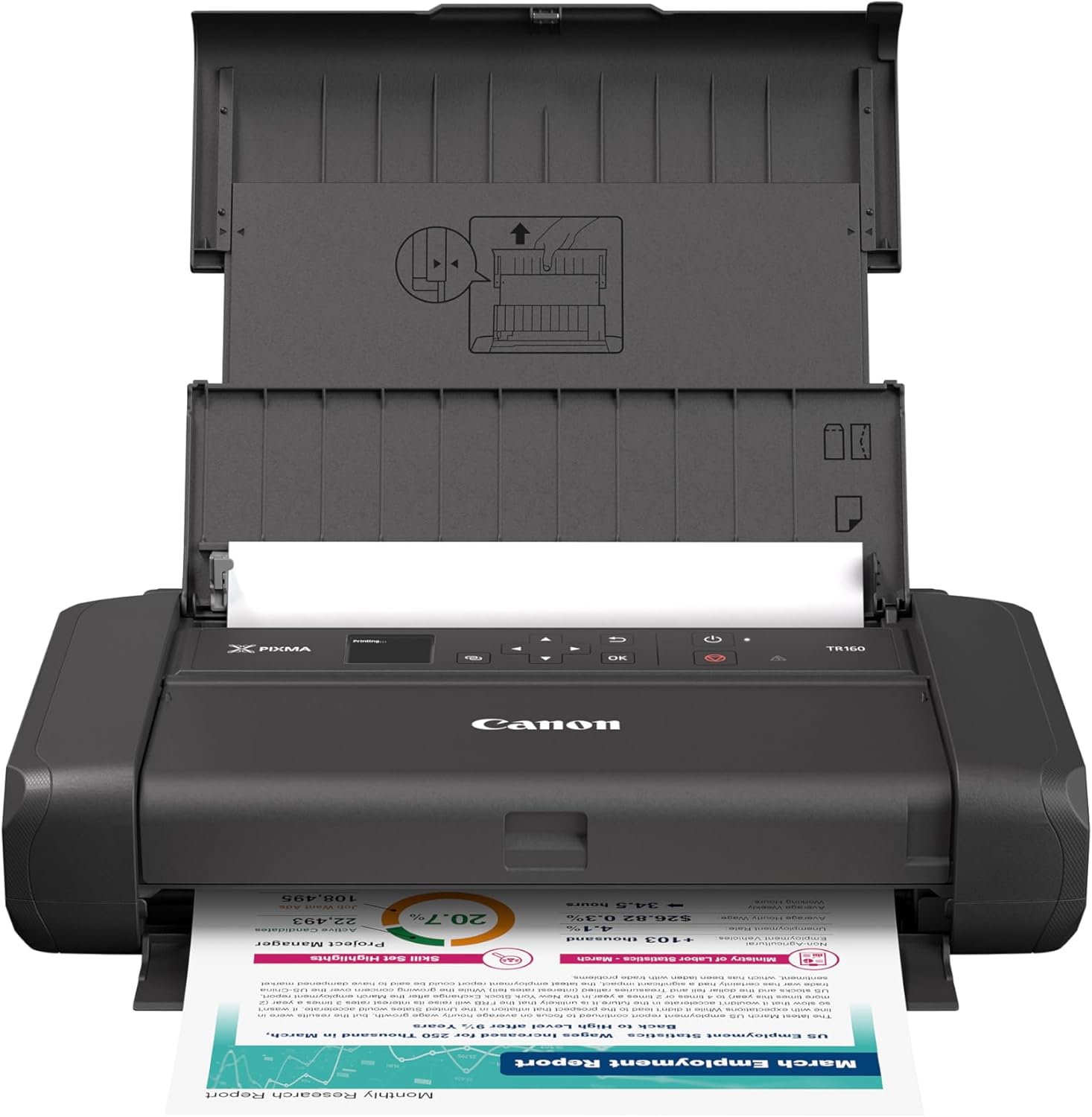Canon PIXMA TR160 Wireless Portable Printer, 50-Sheet Paper Tray and 1.44