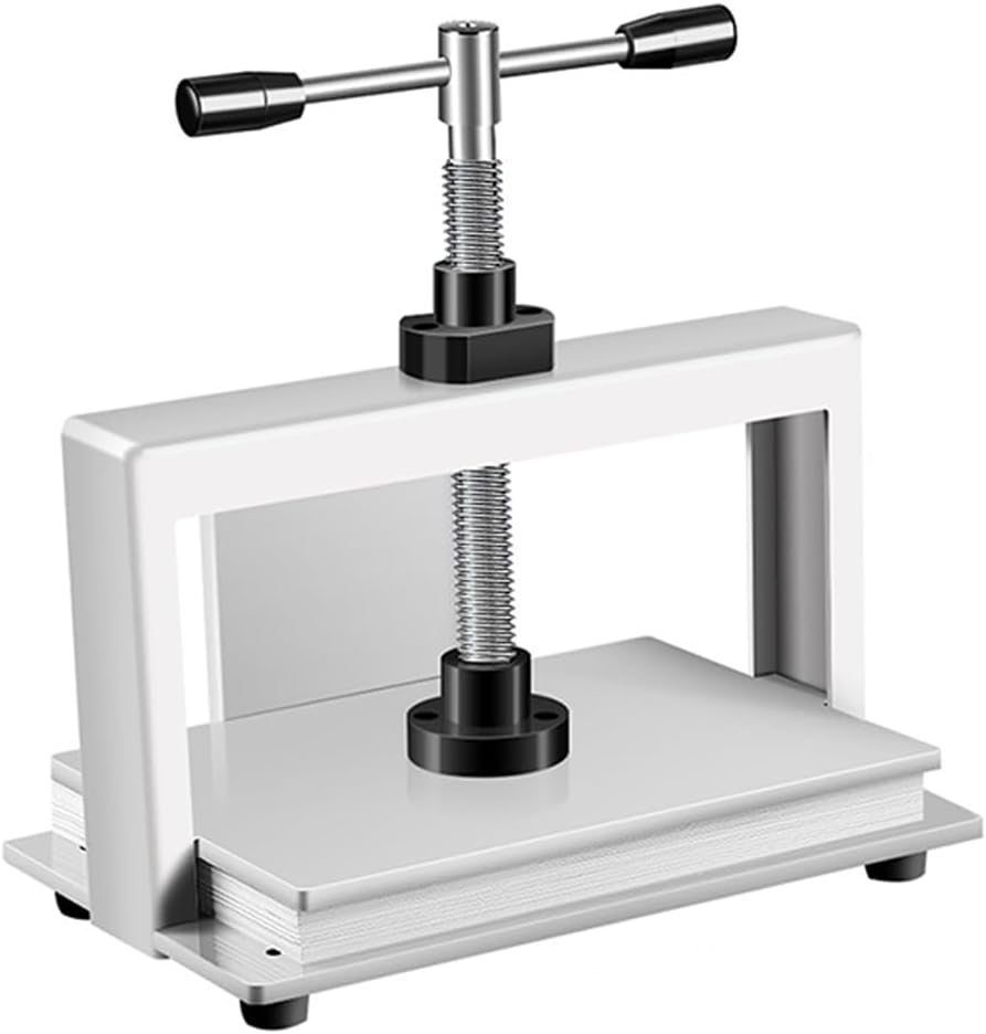 JIQHOHX Manual Paper Press Machine, A4/A3 Flat Paper Press Machine, Bookbinding Press Screw Papermaking Book Notes Invoice Flattening Machine Heavy Press Bookbinder, for Photo Vouchers Checks A3 (A4)