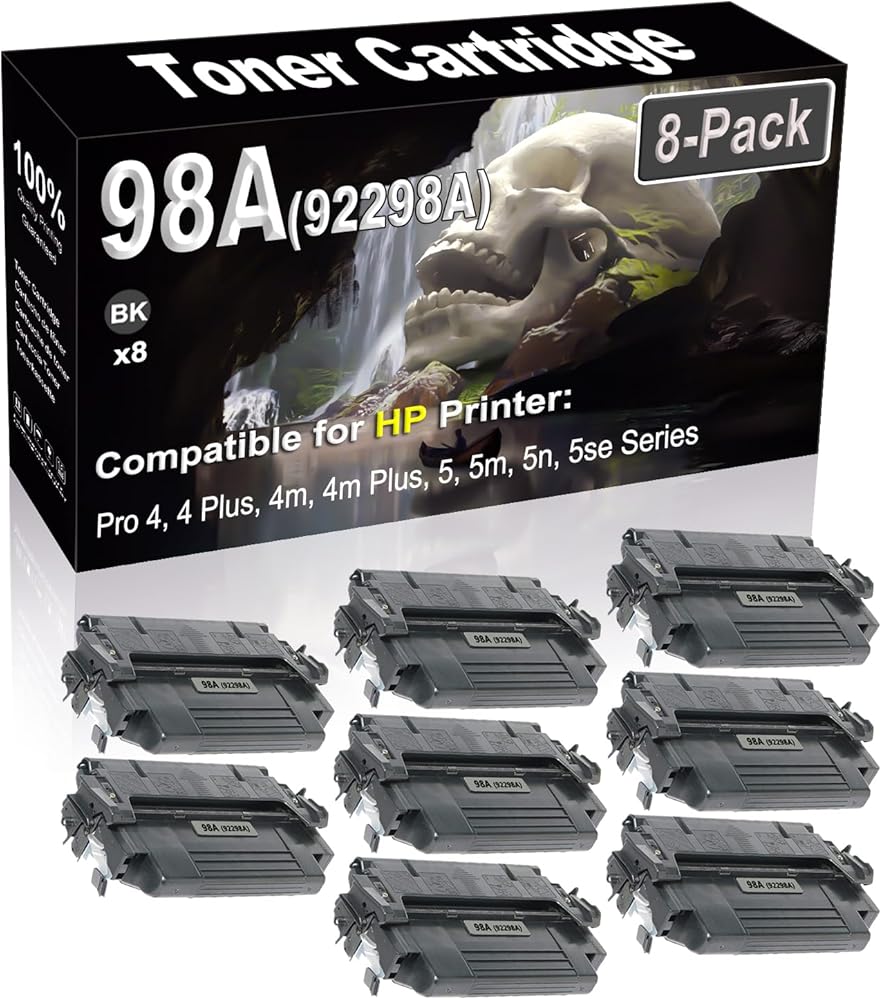 SINIYA 8-Pack (Black) Compatible High Yield 98A 92298A Laser Printer Toner Cartridge use for Pro 4, 4 Plus, 4m, 4m Plus, 5, 5m, 5n, 5se Printer