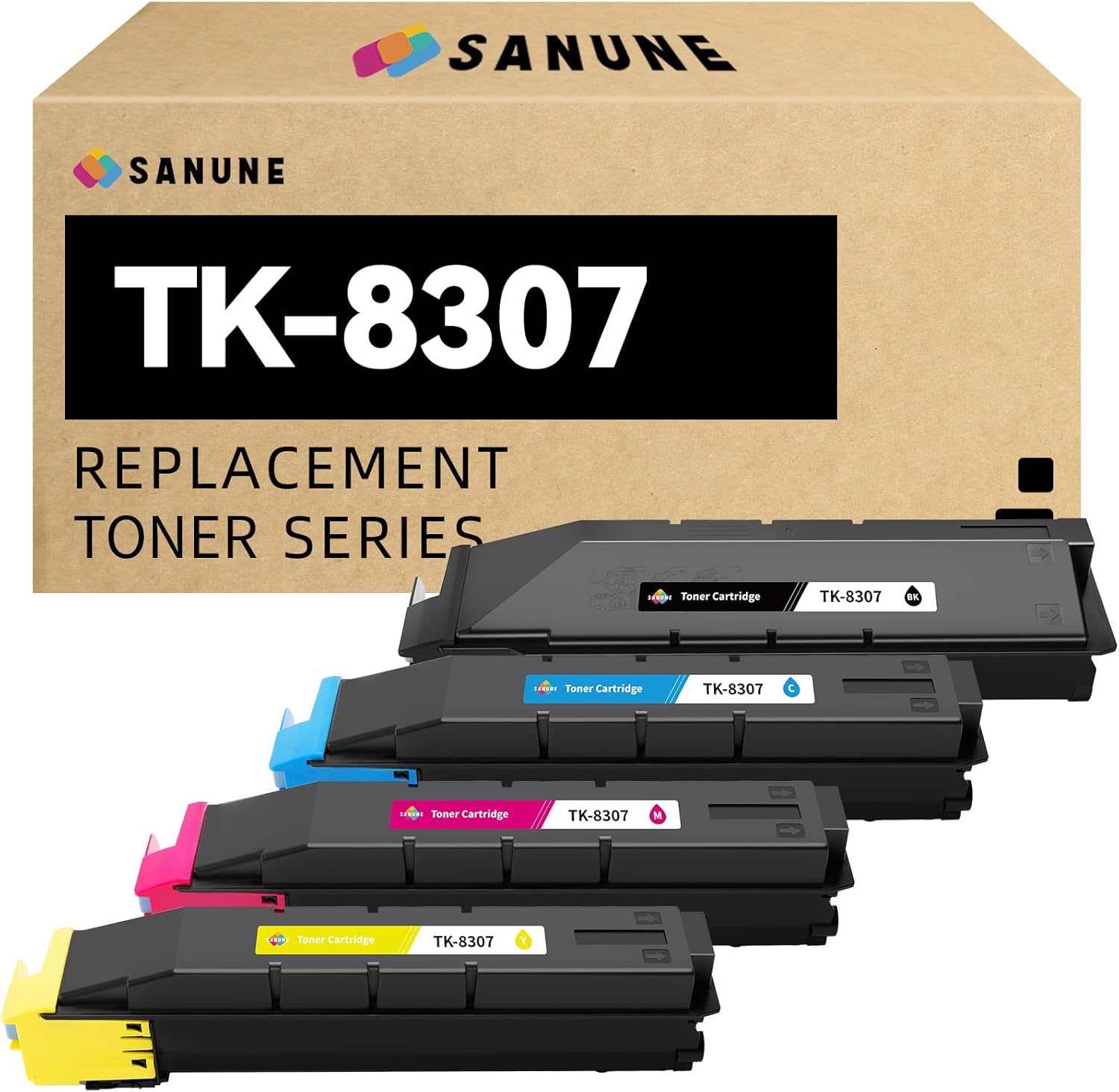 SANUNE TK-8307 Toner Cartridge Replacement for Kyocera TK8307 TK-8307K TK-8307C TK-8307M TK-8307Y Toner Cartridges for TASKalfa 3050ci 3550ci 3051ci 3551ci Printer Ink (4-Pack)