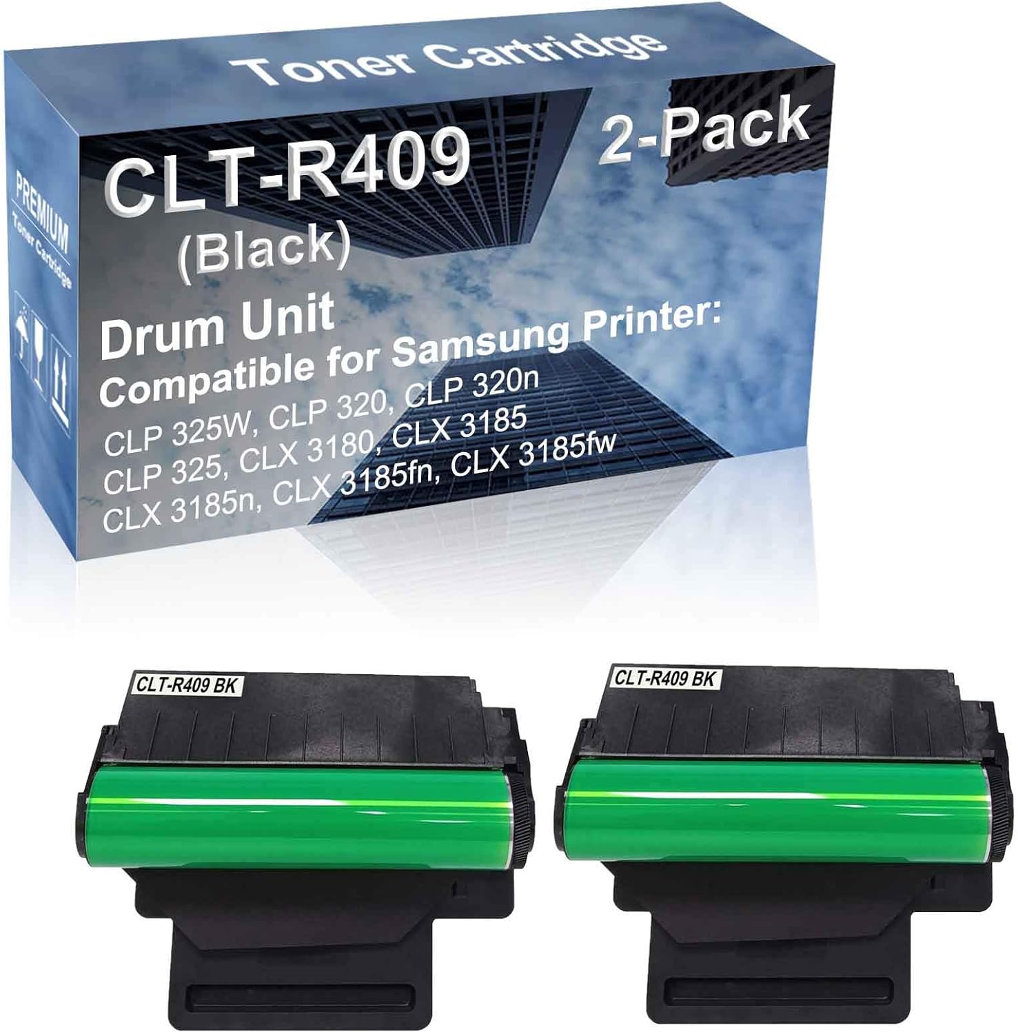 2-Pack Compatible CLT-R409 Drum Kit use for CLP 325W, CLP 320, CLP 320n Printer (Black)