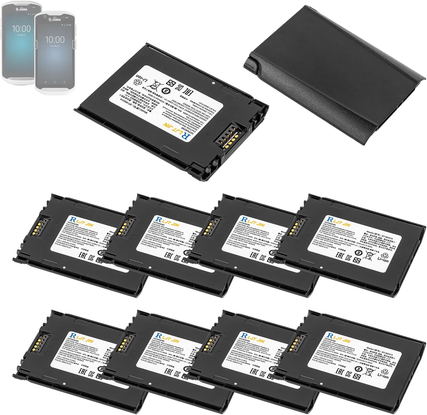 RLJT JIN 10PCS for Zebra TC57 Scanner Battery Replacement for TC51 TC52 TC56 TC510 TC510K TC52X TC57x TC520L TC51HC TC57HO TC510K-1PAZU2P-A6 BT-000314 BTRY-TC51-44MA1-01 BTRY-TC51-4A1-01