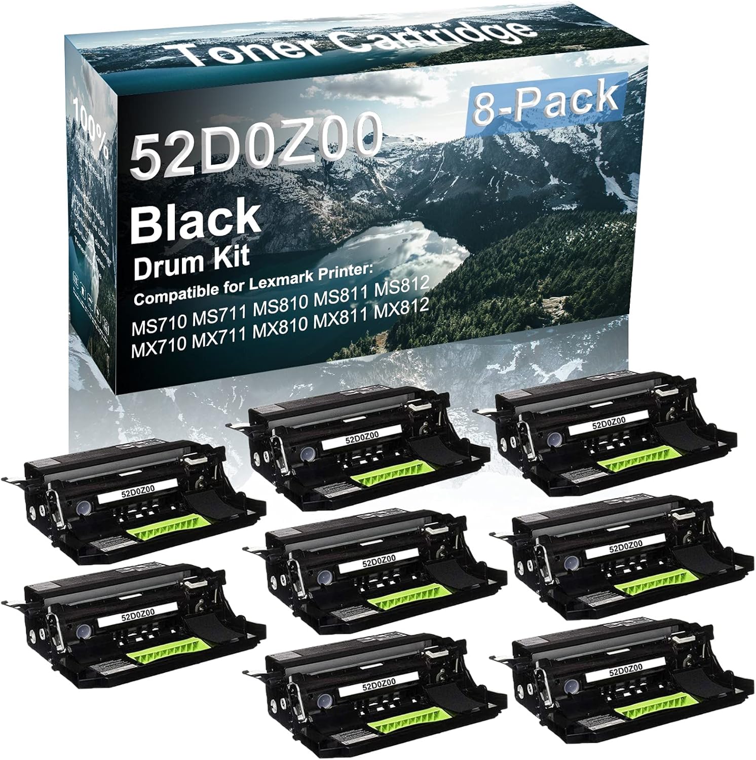 Credibility Store 8-Pack Compatible 52D0Z00 Drum Kit use for MS710 MS711 MS810 MS811 Printer (Black)