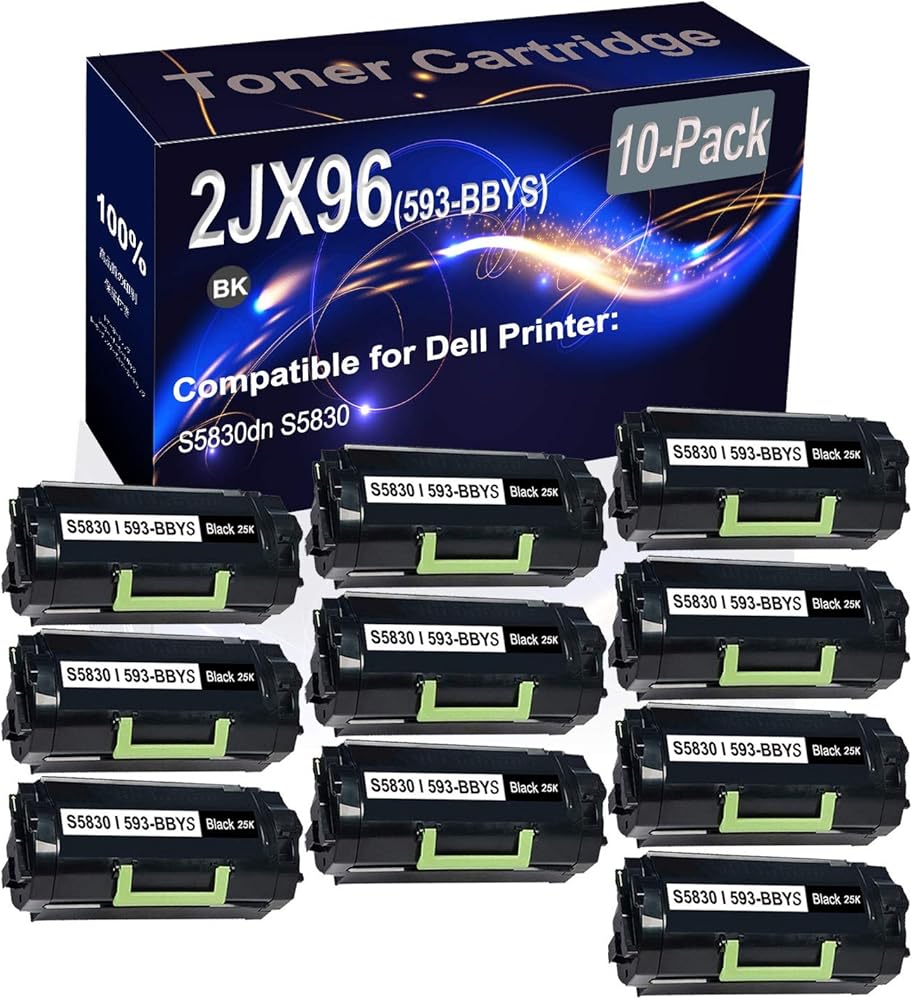 10-Pack (Black) Compatible S5830dn S5830 Laser Printer Cartridge (High Capacity) Replacement for Dell 2JX96 (593-BBYS) Printer Cartridge