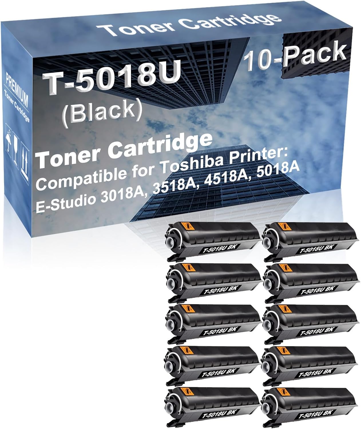 10-Pack Compatible High Capacity T-5018U Printer Cartridge use for Toshiba E-Studio 3018A, 3518A, 4518A, 5018A Printer (Black)