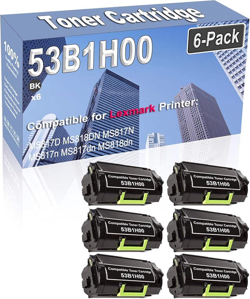 Credibility Store 6-Pack (Black) Compatible High Capacity 53B1H00 Toner Cartridge Used for MS817D MS818DN MS817N MS817n MS817dn MS818dn Printer