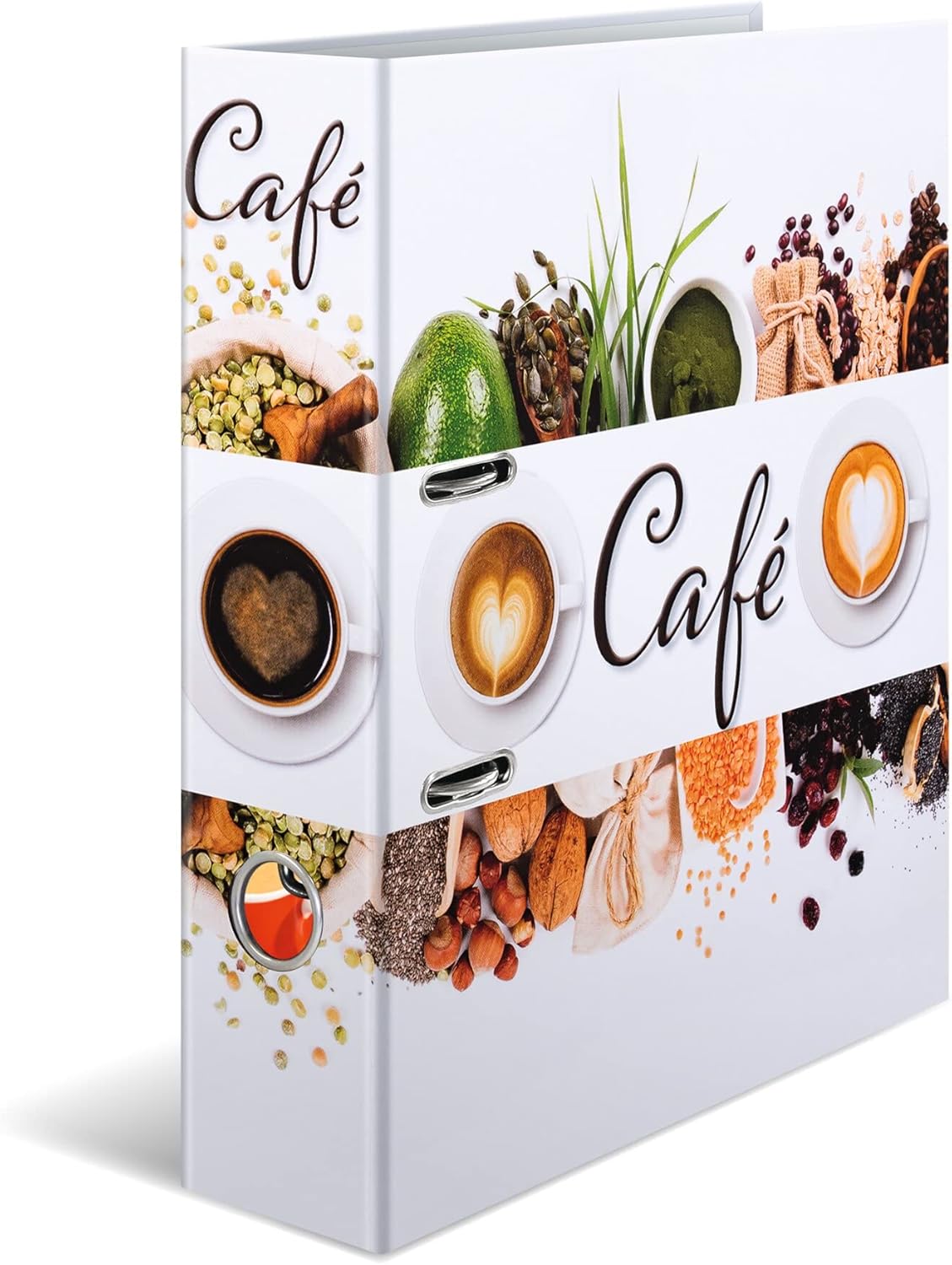 Herma 19565 Folder A4 Flavors Coffee, Pack of 5, 7 cm Wide, Motif Recipe Folder for Writing Yourself, Made of Cardboard with Inner Print for Kitchen and Household, Sturdy Ring Binder Set Made of